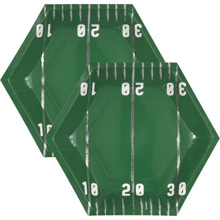Football Toss Hexagon Shaped 8.25 inches Dessert Plates, 8ct