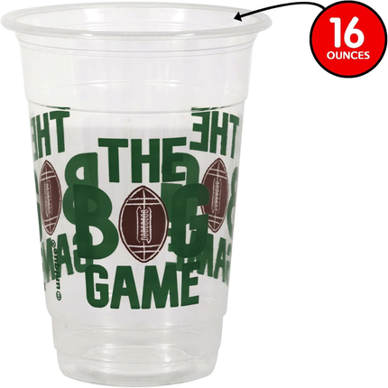 Football Toss "The Big Game" 16oz Plastic Party Cups, 8ct