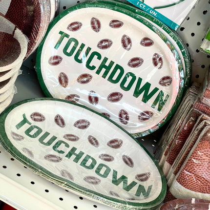Football Toss "Touchdown" Oval 12" Plates, 8ct