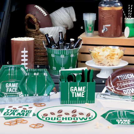 Football Toss "Touchdown" Oval 12" Plates, 8ct