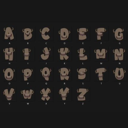 Frozen Doodle Alphabet Letters PNG Bundle Instant Download