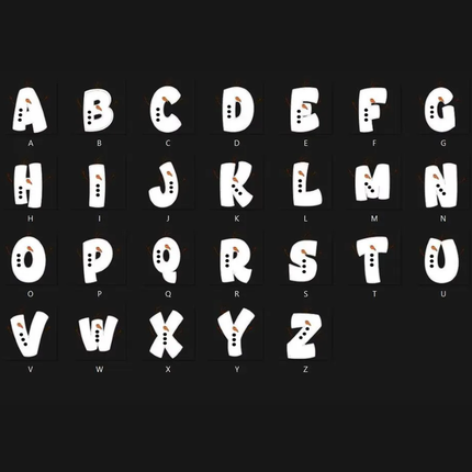 Frozen Doodle Alphabet Letters PNG Bundle Instant Download