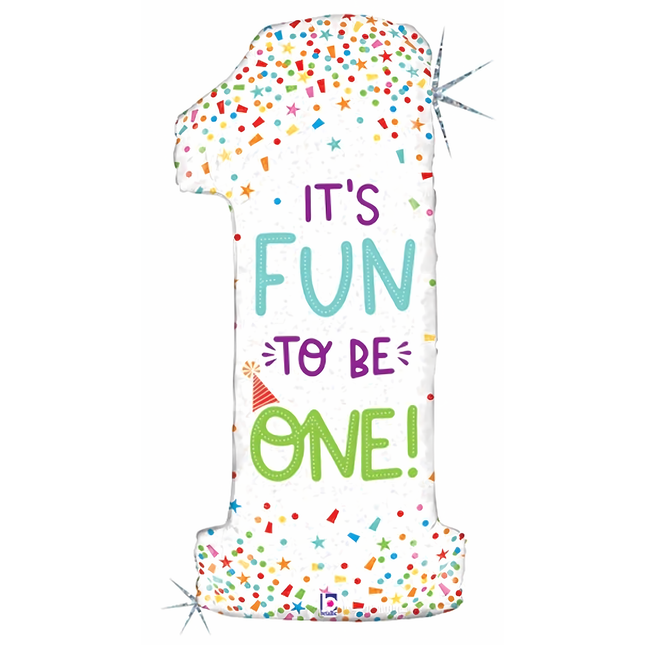 Fun To Be One 1st Birthday Number Foil Balloon 46″