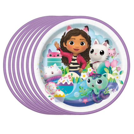 Gabby's Dollhouse Round Lunch Paper Plates, 9 Inches, 8 Count