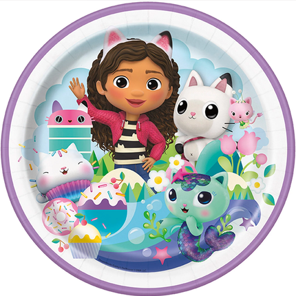 Gabby's Dollhouse Round Lunch Paper Plates, 9 Inches, 8 Count - product detail included in the set