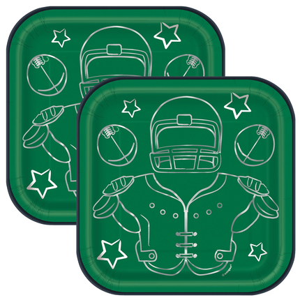 Game Face Football Square 7" Dessert Plates 8ct