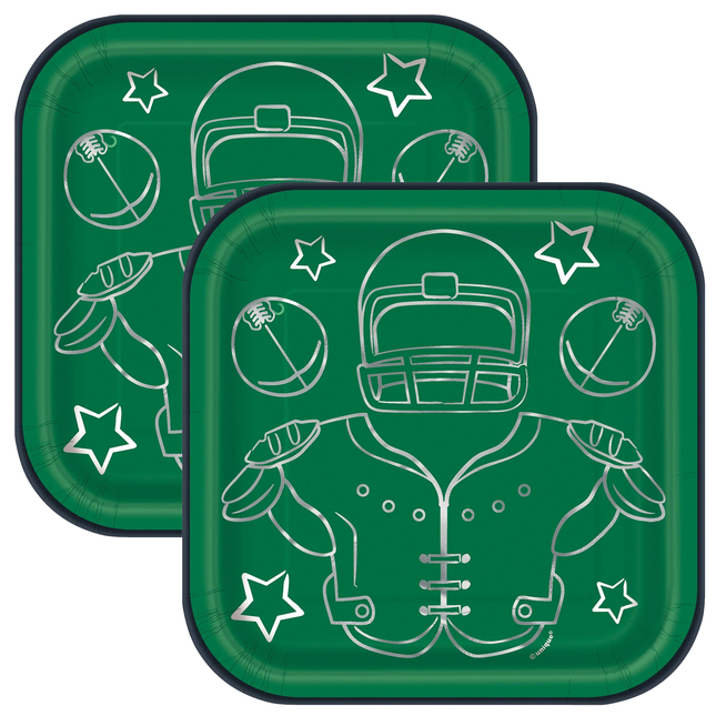 Game Face Football Square 7" Dessert Plates 8ct