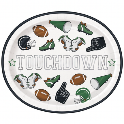 Game Face Football "Touchdown" Oval 12" Plates 8ct