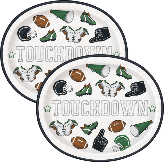 Game Face Football "Touchdown" Oval 12" Plates 8ct