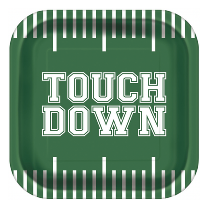Game Ready Football "Touchdown" Square 9" Dinner Plates 8ct