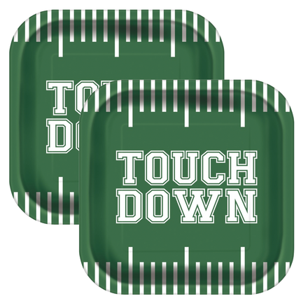 Game Ready Football "Touchdown" Square 9" Dinner Plates 8ct