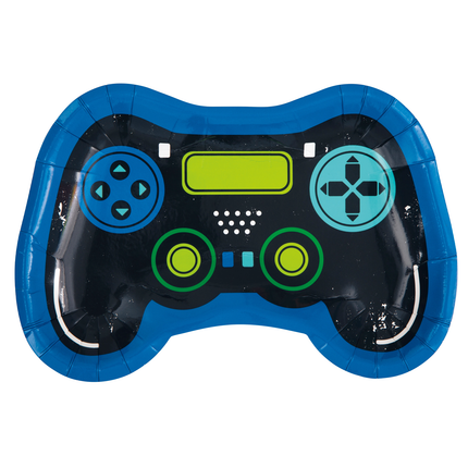 Gamer Birthday Controller Shaped 9.25" Plates, 8ct