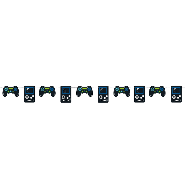 Gamer Birthday Diecut Controllers Garland Banner, 7 ft