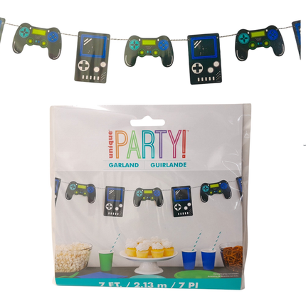Gamer Birthday Diecut Controllers Garland Banner, 7 ft