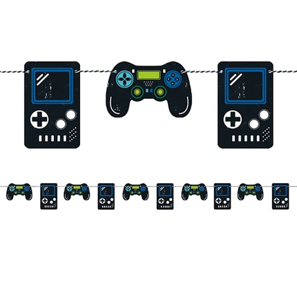 Gamer Birthday Diecut Controllers Garland Banner, 7 ft