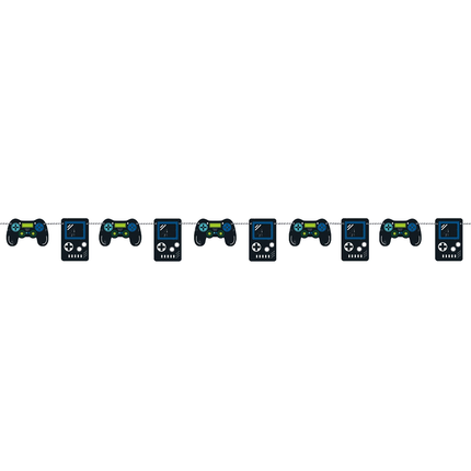 Gamer set component: Gamer Birthday Diecut Controllers Garland Banner, 7 ft