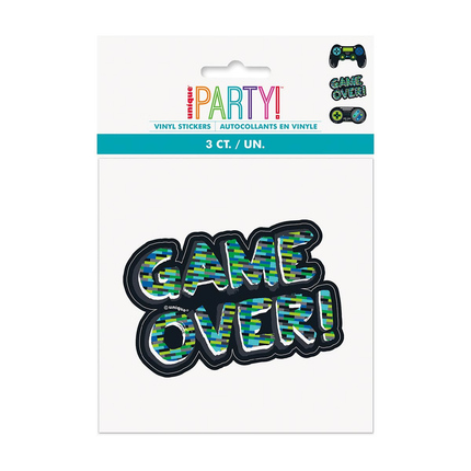 Gamer Birthday Jumbo Vinyl Stickers, 3ct