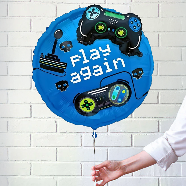 Gamer Birthday "Play Again" Giant Foil Balloon 25"