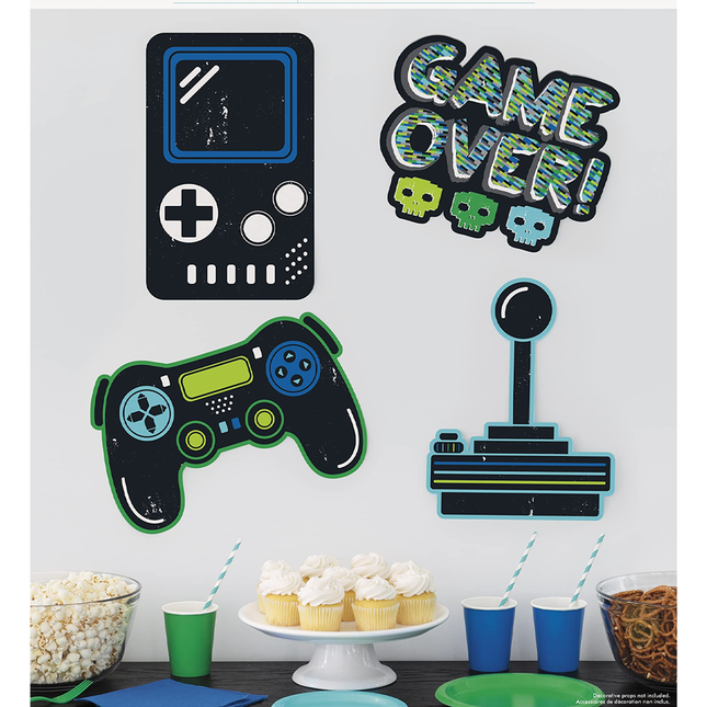 Gamer Birthday Wall Decals, 4pc