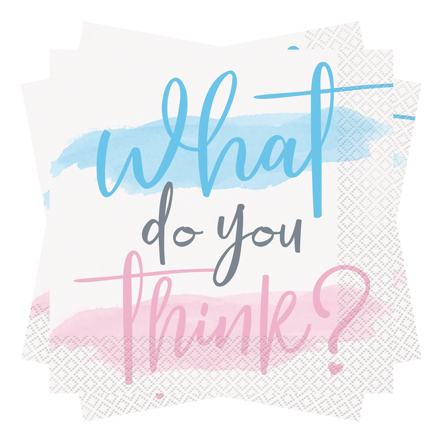 Napkin with 'What do you think?' text on a white background