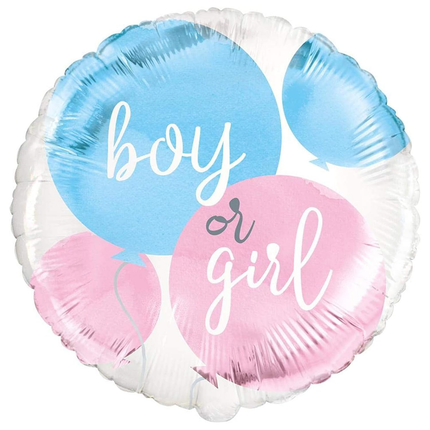 Gender Reveal set component: Gender Reveal Party Round Foil Balloon - 18"
