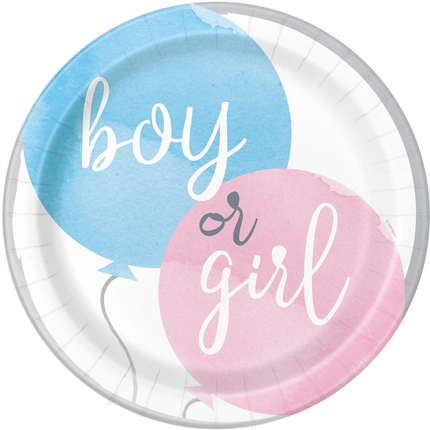 Gender Reveal Party Round Dinner Plates 9", 8ct