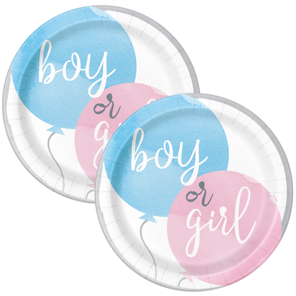 Gender Reveal Party Round Dinner Plates 9", 8ct