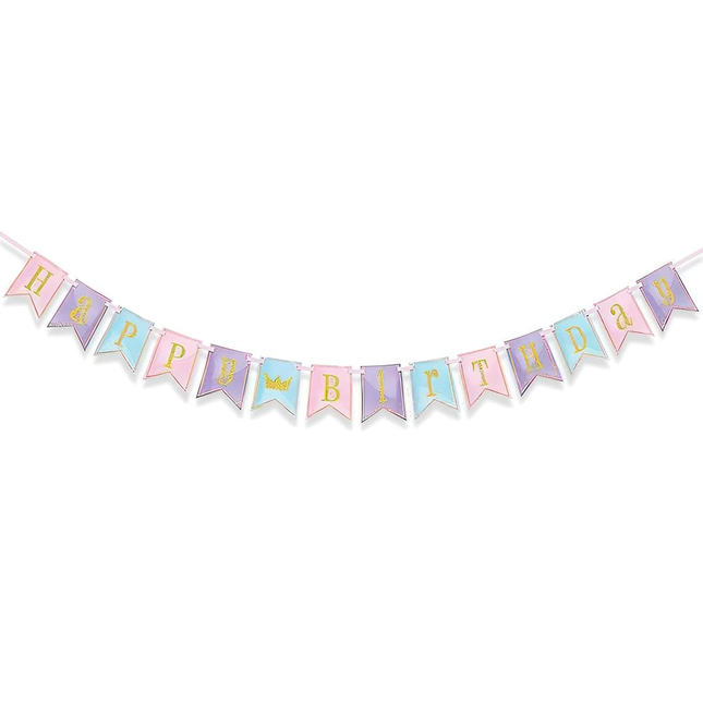 Glitter Magical Princess Birthday Pennant Banner 7 ft