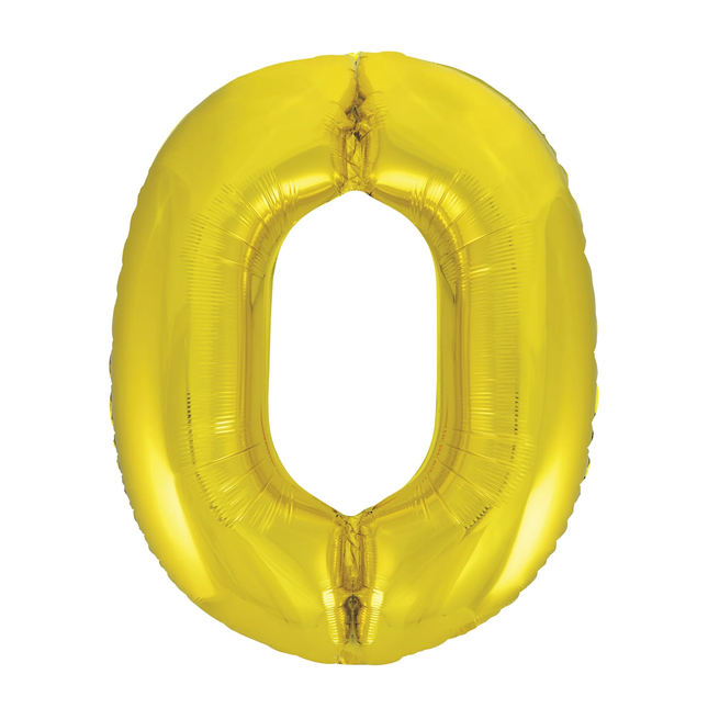 Gold 0 Number Foil Balloon 34"