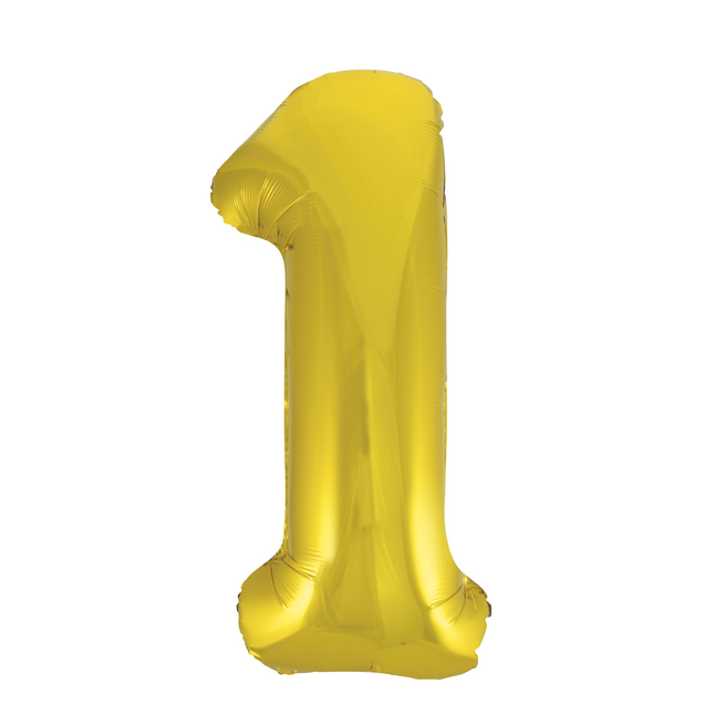Gold 1 Number Foil Balloon 34"