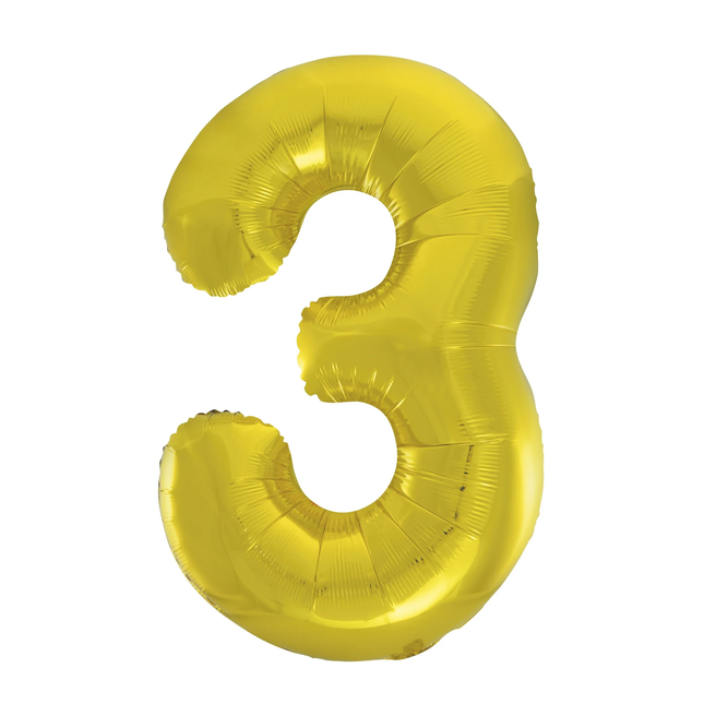 Gold 3 Number Foil Balloon 34"