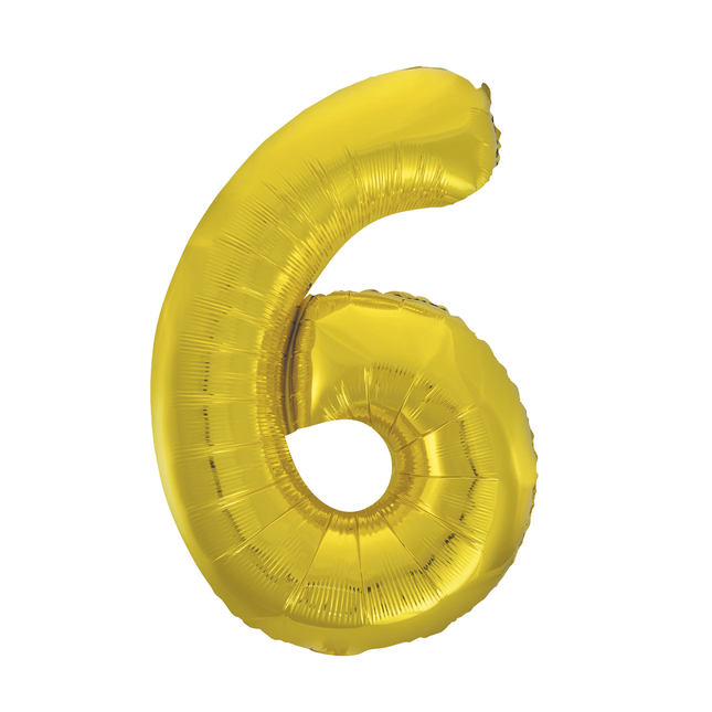 Gold 6 Number Foil Balloon 34"