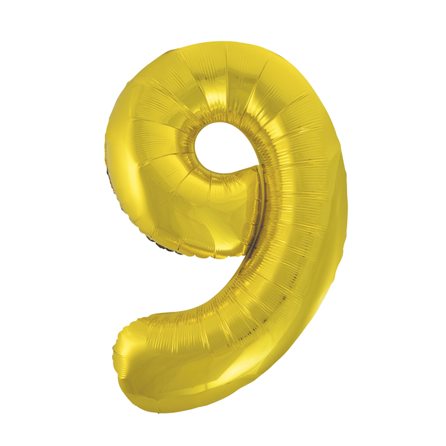 Gold 9 Number Foil Balloon 34"