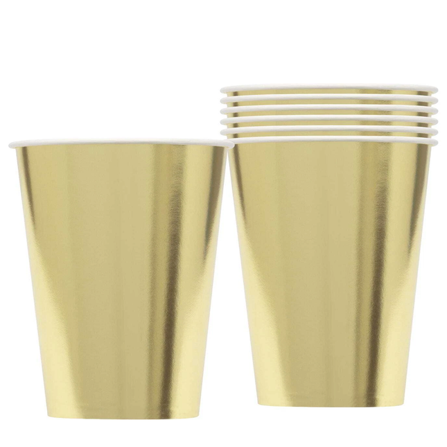 Gold Foil 12oz Paper Cups, 8ct