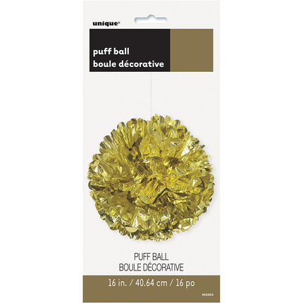 Gold Metallic Hanging Tissue Pom Pom 16"