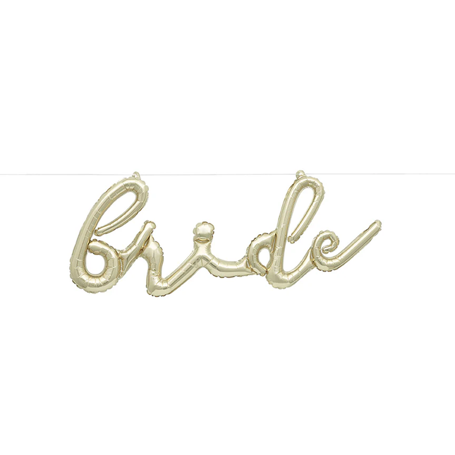 Gold Foil "Bride" Foil 14" Balloon Banner Kit, 3 ft