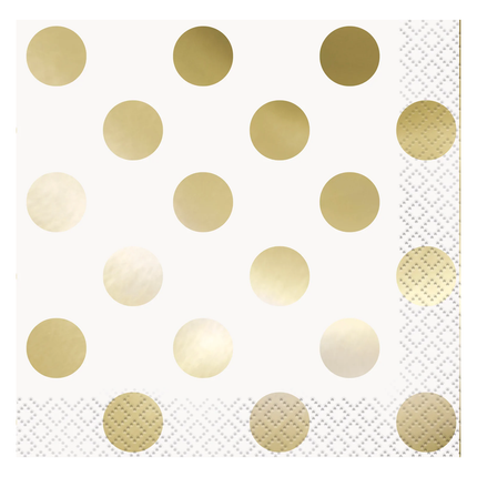 Gold Metallic Dots Beverage Napkins, 16ct