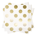 Gold Metallic Dots Beverage Napkins, 16ct