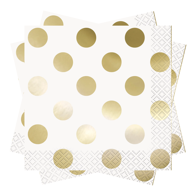 Gold Metallic Dots Beverage Napkins, 16ct