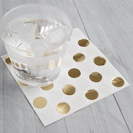 Gold Metallic Dots Beverage Napkins, 16ct