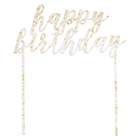 Gold Foil Flecks Happy Birthday Clear Acrylic Cake Topper - 6