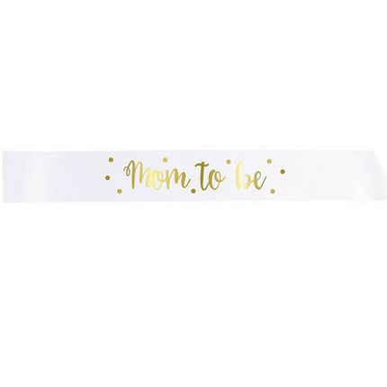 Gold Foil "Mom to Be" Satin Sash