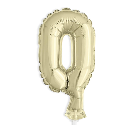 Gold Foil Number 0 Balloon Cake Topper 5"