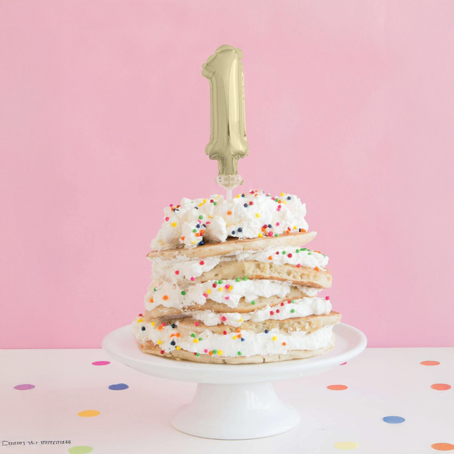 Gold Foil Number 1 Balloon Cake Topper 5"