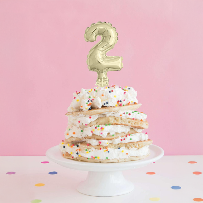 Gold Foil Number 2 Balloon Cake Topper 5"