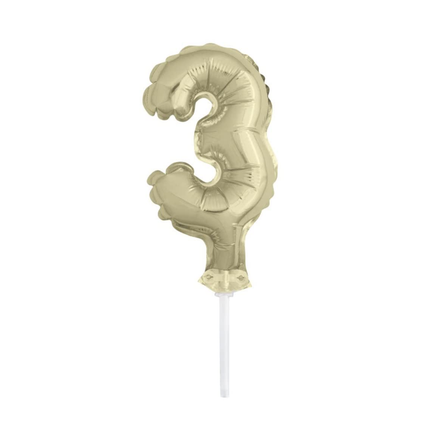 Gold Foil Number 3 Balloon Cake Topper 5"