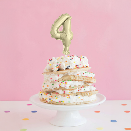 Gold Foil Number 4 Balloon Cake Topper 5"