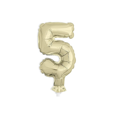 Gold Foil Number 5 Balloon Cake Topper 5"