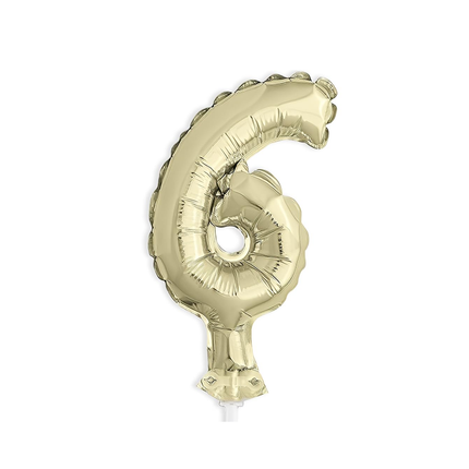 Gold Foil Number 6 Balloon Cake Topper 5"
