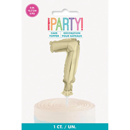 Gold Foil Number 7 Balloon Cake Topper 5"